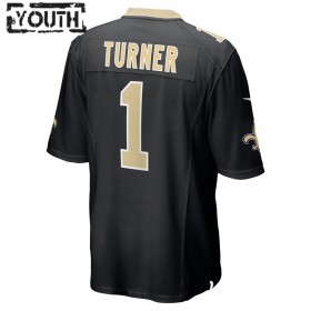 New Orleans Saints Tröjor Payton Turner 1 Nike Svart 2021 NFL Draft - Barn